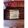 Image 5 : Carved Wood and Faux Ivory Dragon Motif Chopsticks Set with Box