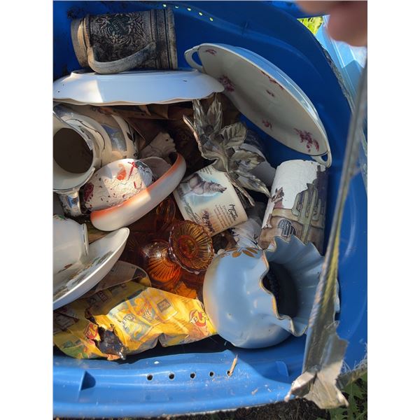 Lot of Damaged Ceramics, Glass, and Metalware