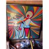 Image 1 : Framed Abstract Jazz Musician Painting, 32 x 32 Inches