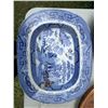 Image 1 : Blue Willow Pattern Oval Platter, Transferware, 19th Century, England