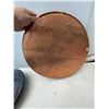Image 2 : Round Copper Metal Serving Tray with Engraved Floral Design