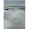 Image 1 : Pressed Cut Glass Serving Bowl with Sunburst Pattern