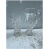 Image 1 : Cut Glass Crystal Pitcher and Vase Set