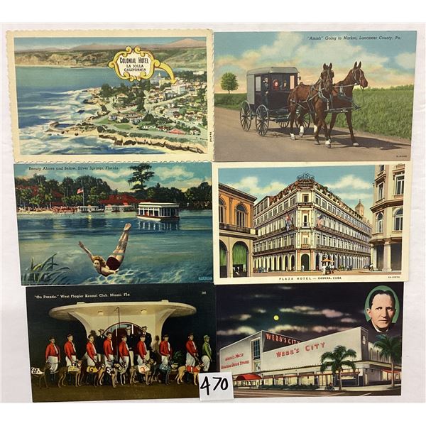 Interesting & Colorful Linen Postcards Approx. 80