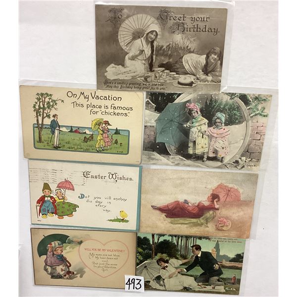 Greetings with Umbrella Postcards Approx. 60