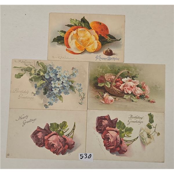 Signed Artist Klein Flower Postcards 38