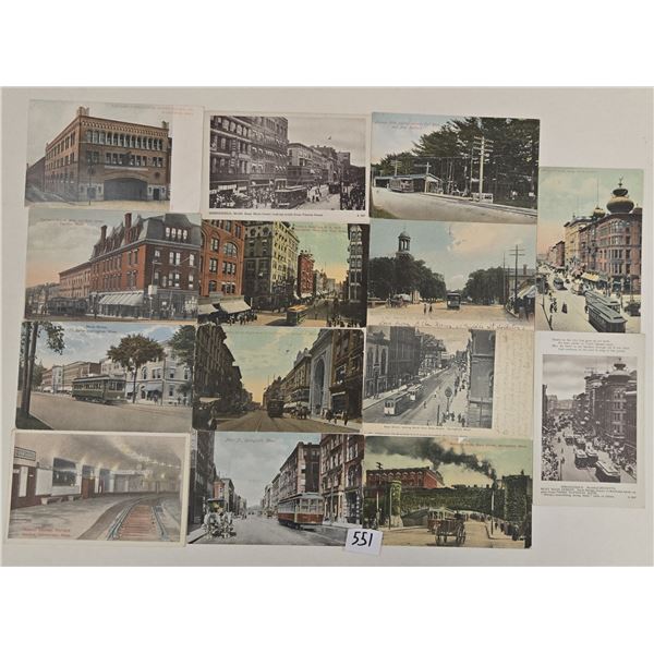 Massachusetts Trolley & Railroad Postcards 55+