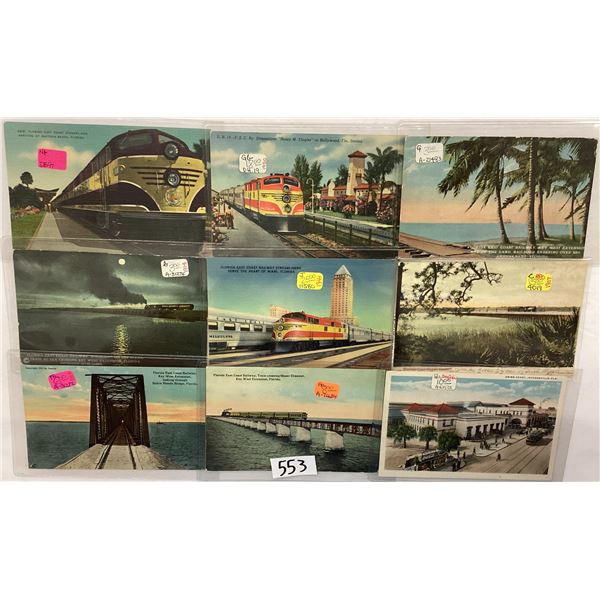 Florida Railroad Train Postcards Approx. 30