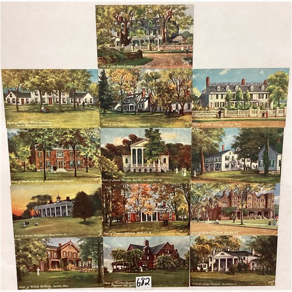 Tuck Homes of the US Presidents 13 Postcards