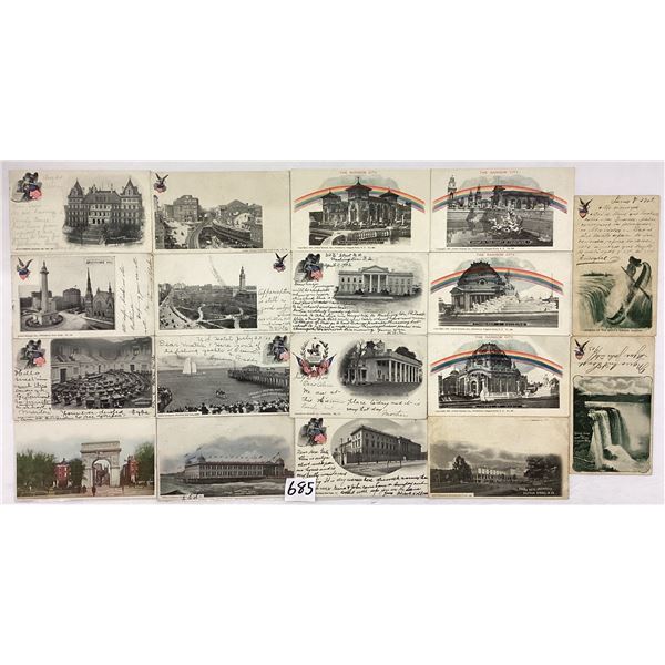 Private Mail Postcards with US Flags -Livingston, Straus & Similar 23