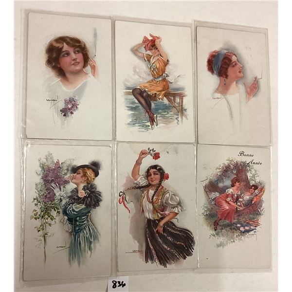 10 Usabel Signed Artist Pretty Lady Postcards