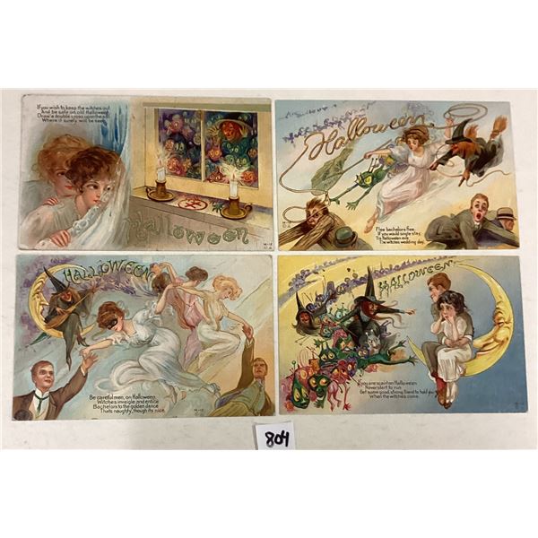 4 Nash Halloween Fantasy Holiday Greeting Postcards