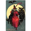 Image 1 : Halloween Witch, Cat & Bat in Moonlight Holiday Greeting PC