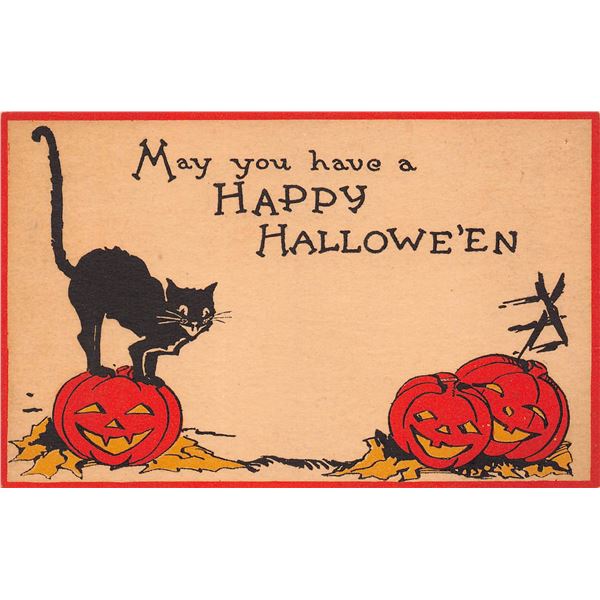 Gibson Black Cat & Pumpkins Halloween Holiday Greeting PC
