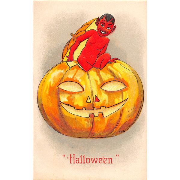HBG Devil In Pumpkin Halloween Holiday Greeting PC
