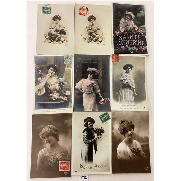 Tinted Real Photo Women Postcards Approx. 75