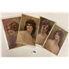 Image 2 : Group of 4 Bompard Signed Artist Pretty Lady Postcards