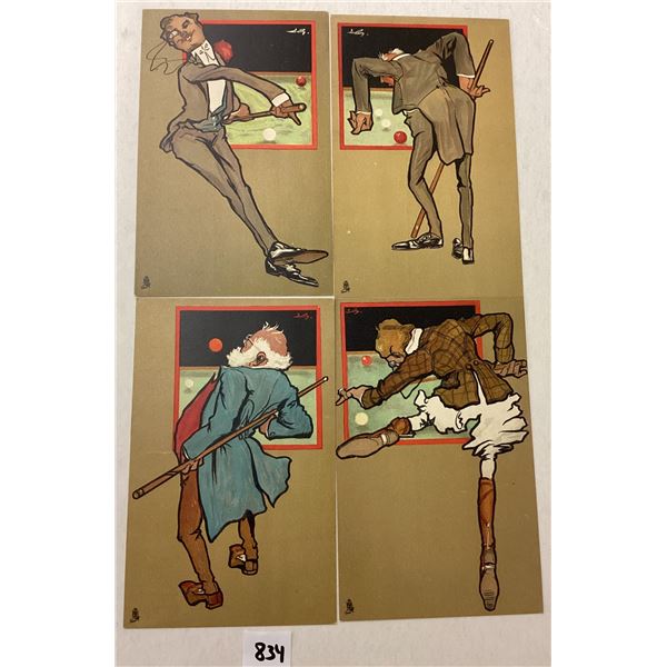 Signed Artist Billiards Pool Sports Postcards 4