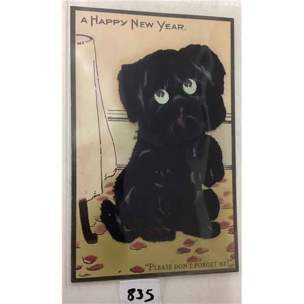 Novelty - Spring Head Fabric Dog New Year Holiday Postcard