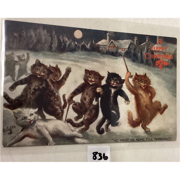 Louis Wain Tuck Christmas Holiday Greeting Cat Postcard
