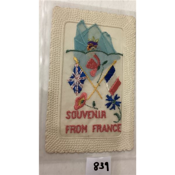 Novelty - 2 Woven in Silk Souvenir from France Patriotic Postcards