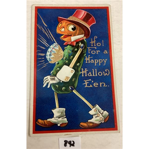 Blue Background Dressed Jack-O-Lantern Halloween Holiday Greeting PC