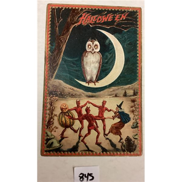 Dancing Devils & Witch Under Moon Tuck Series 160 Halloween Holiday Greeting PC