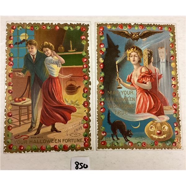 2 Taggart Ladies Halloween Holiday Greeting Postcards