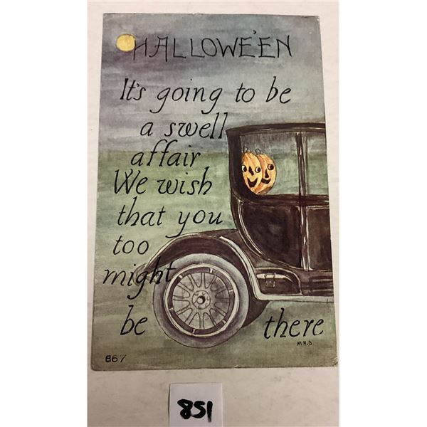 FA Owen Pumpkins in Car Halloween Holiday Greeting PC