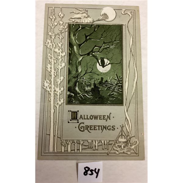 Rose Halloween Greeting Witch Under Owl Holiday Greeting PC