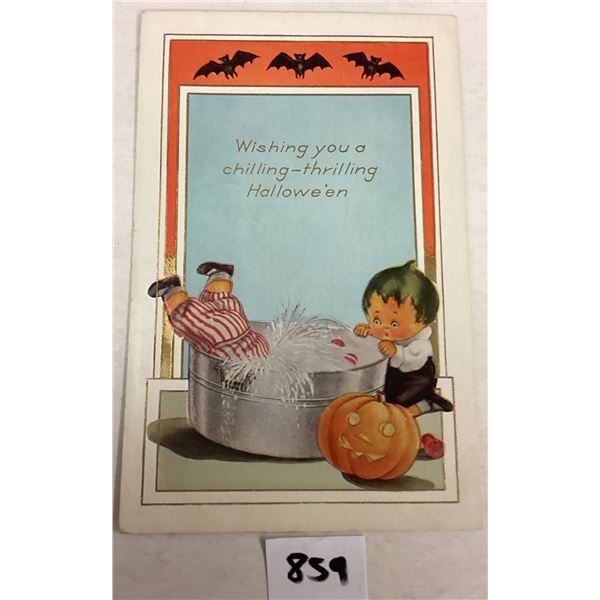 Wishing you a chilling-thrilling Halloween Whitney Holiday Greeting Postcard