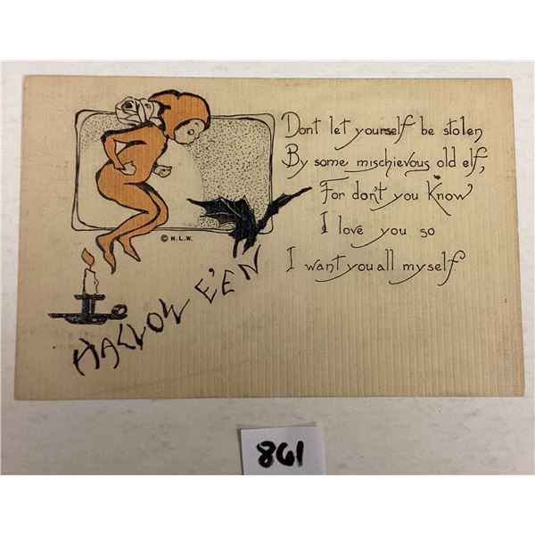 Woehler Halloween Fairy & Bat Holiday Greeting Postcard
