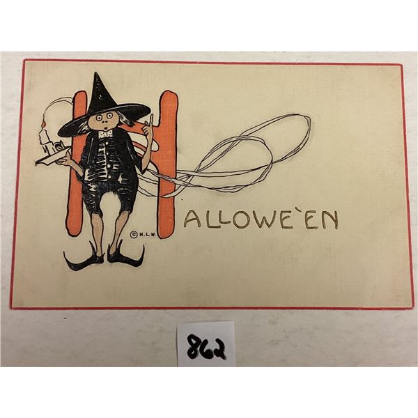 Woehler Halloween Witch Holiday Greeting Postcard