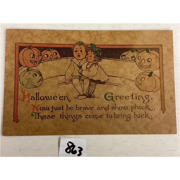 Everett Children & Pumpkins Halloween Holiday Greeting Postcard