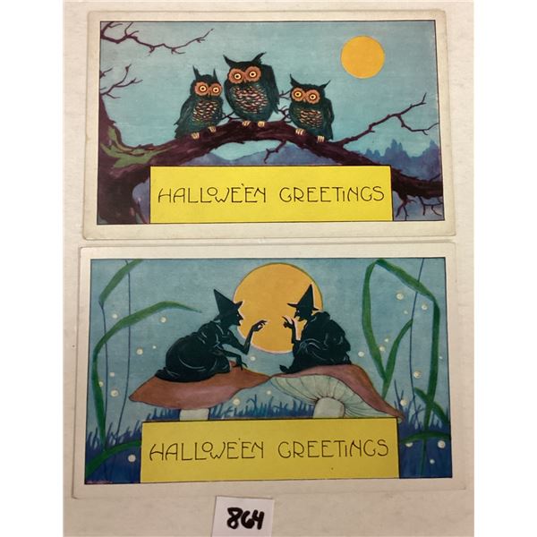 2 Whitney Under The Moonlight Halloween Holiday Greeting Postcards