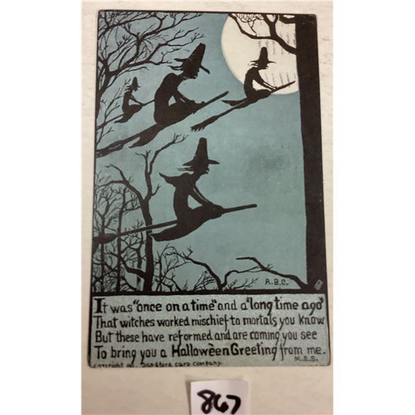 Sandford Witches on Brooms in the Moonlight Halloween Holiday Greeting PC
