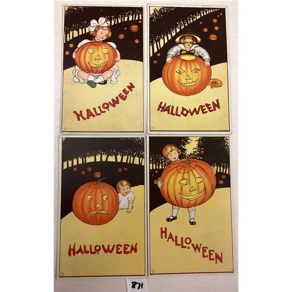 4 Stecher Children Halloween Holiday Greeting Postcards