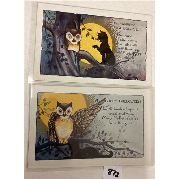 2 Whitney Owl Halloween Holiday Greeting Postcards
