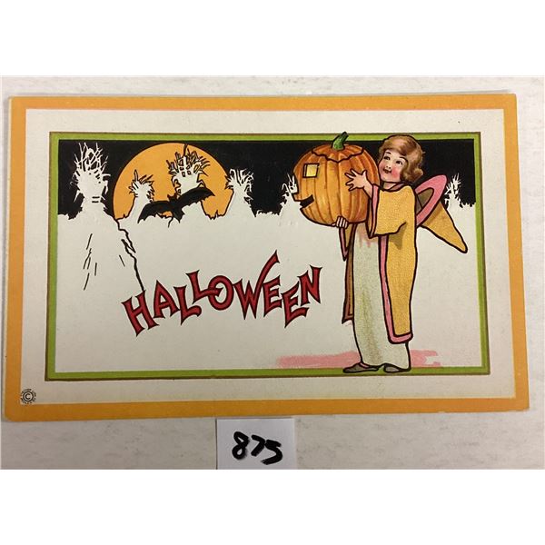 Stecher Orange Border Child Halloween Holiday Greeting PC