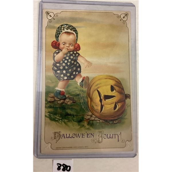 Winsch Halloween Jollity Child & Pumpkin Holiday Greeting PC