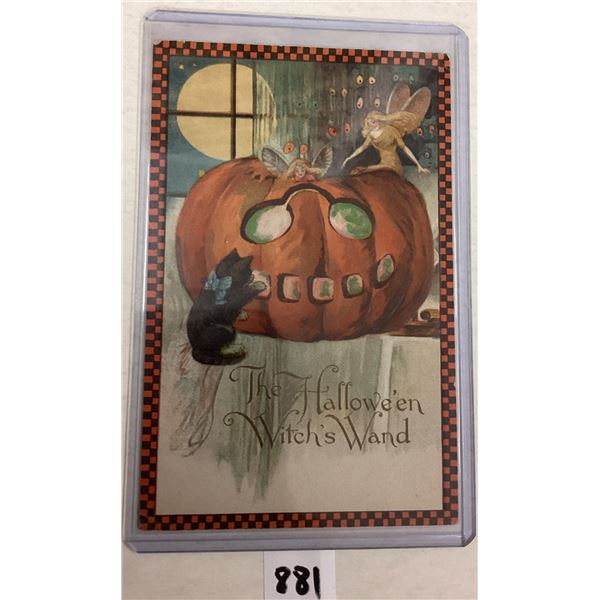 Winsch Orange & Black Border "The Halloween Witch's Wand" Holiday Greeting PC