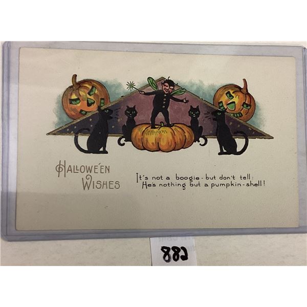 Halloween Wishes Black Cats & Pumpkins Winsch Holiday Greeting PC