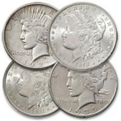 First and Last Morgan and Peace Silver Dollars (4)