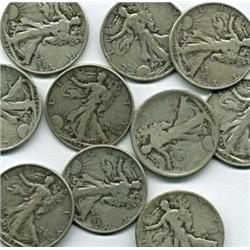 Lot of (5) Walking Liberty Half Dollars