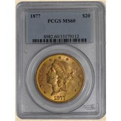 1877 $20 Liberty MS60 PCGS
