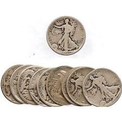 Lot of 10 Walking Liberty Halves- Mixed Dates-