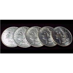 -5-Random Date Uncirculated Morgans Silver Dollar