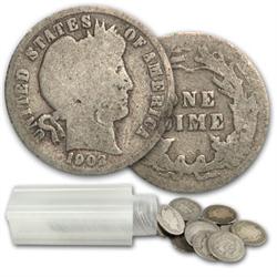 Roll of Circulated Barber Dimes- 1892-1916
