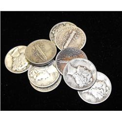 Lot of 10 Mercury Dimes-