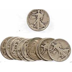 Lot of 10 Walking Liberty Halves-